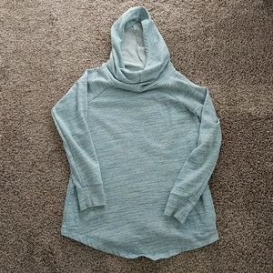 Blue heathered pull over hoodie